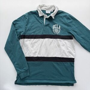 UCLA Long Sleeve Rugby Shirt Adult Small Teal White Color Block Bruins Crest